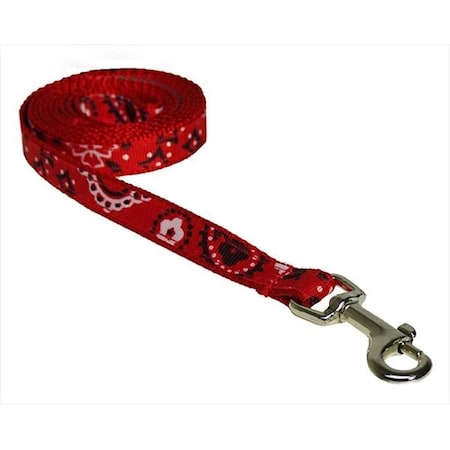 Sassy Dog Wear BANDANA RED1-L 4 Ft. Bandana Dog Leash; Red - Extra Small